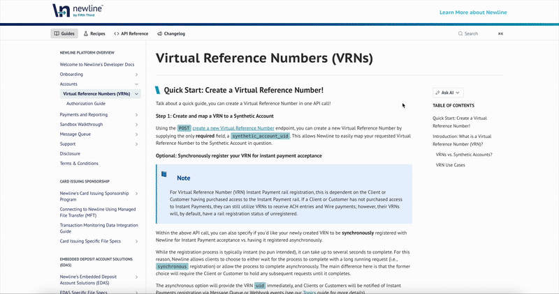 Virtual Reference Numbers (VRNs) gif display on how to use Ask AI